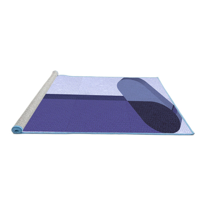 Sideview of Machine Washable Transitional Blue Rug, wshpat2112blu