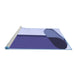 Sideview of Machine Washable Transitional Blue Rug, wshpat2112blu