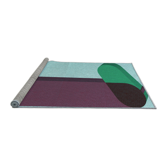 Sideview of Machine Washable Transitional Velvet Maroon Purple Rug, wshpat2112lblu