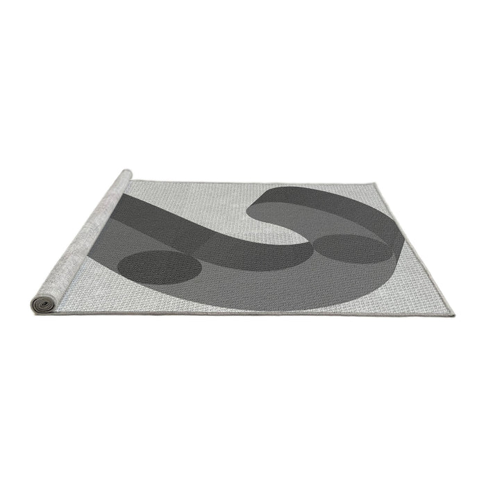 Sideview of Machine Washable Transitional Silver Gray Rug, wshpat2113gry