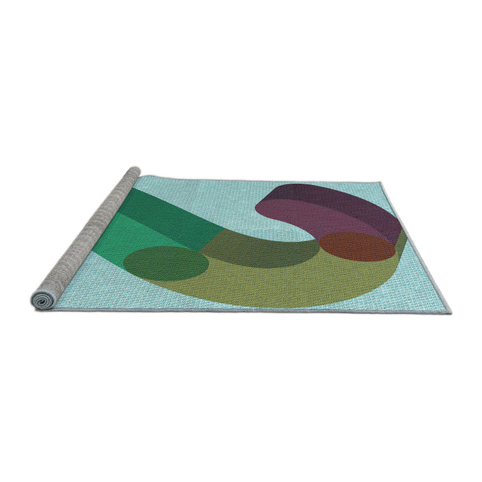 Sideview of Machine Washable Transitional Tiffany Blue Rug, wshpat2113lblu