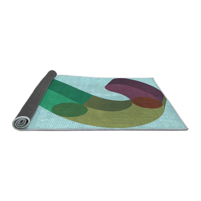 Thickness of Patterned Tiffany Blue Rug, pat2113lblu