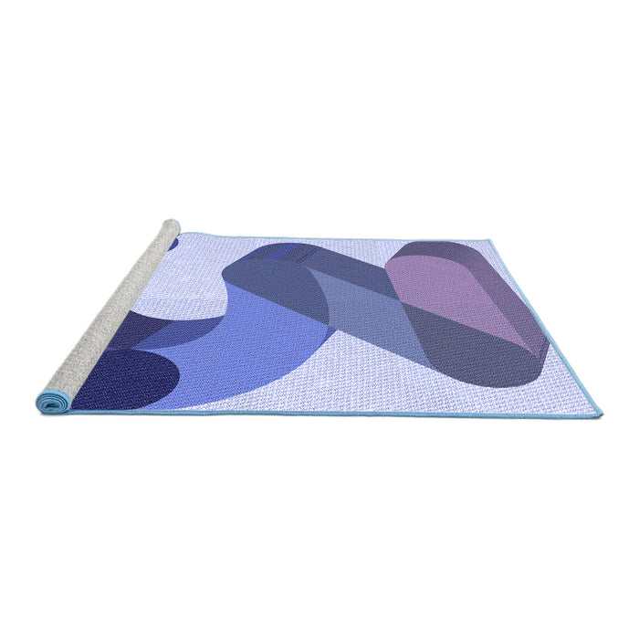 Sideview of Machine Washable Transitional Sapphire Blue Rug, wshpat2114blu