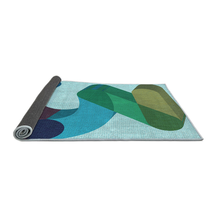 Thickness of Patterned Greenish Blue Green Rug, pat2114lblu