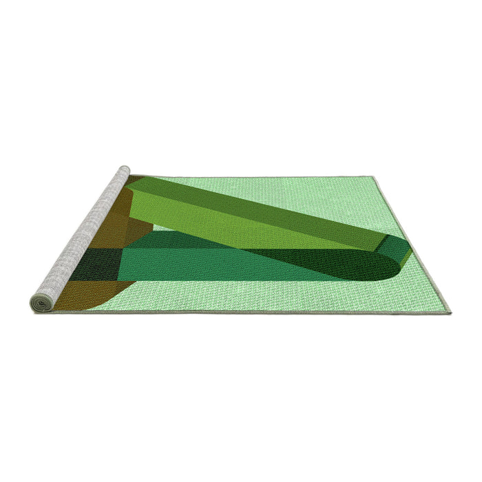 Sideview of Machine Washable Transitional Light Green Rug, wshpat2115grn