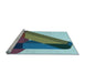 Sideview of Machine Washable Transitional Blue Rug, wshpat2115lblu