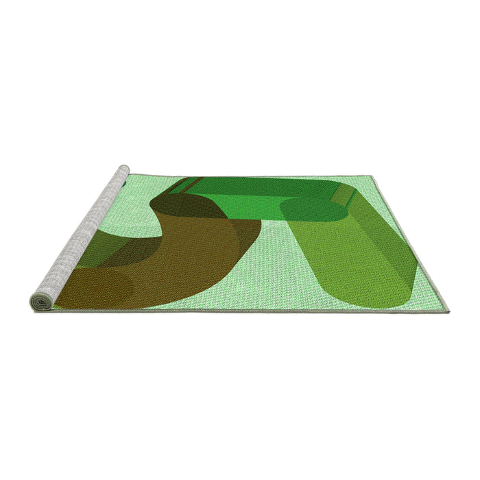 Sideview of Machine Washable Transitional Green Rug, wshpat2116grn