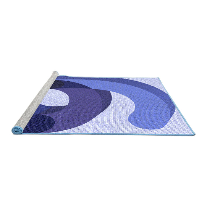 Sideview of Machine Washable Transitional Jeans Blue Rug, wshpat2117blu