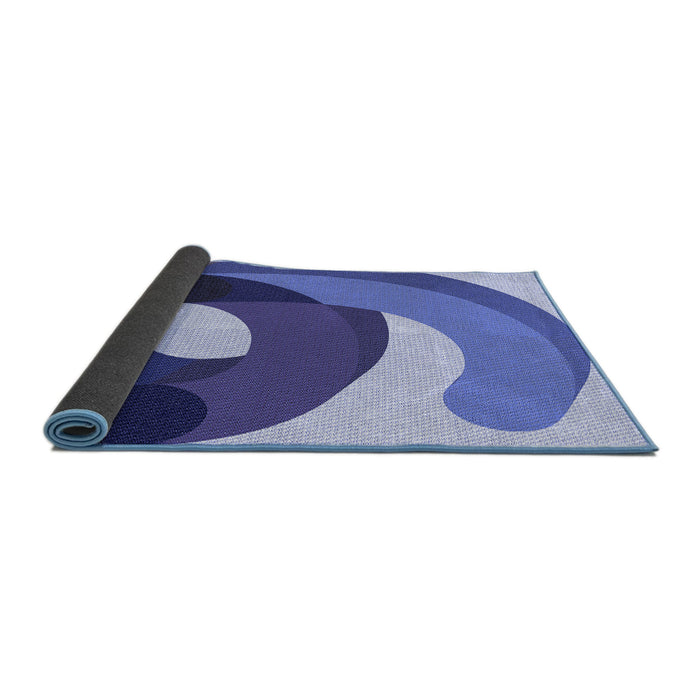 Thickness of Patterned Jeans Blue Rug, pat2117blu