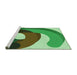 Sideview of Machine Washable Transitional Green Rug, wshpat2117grn