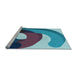 Sideview of Machine Washable Transitional Blue Rug, wshpat2117lblu