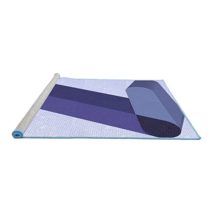 Sideview of Machine Washable Transitional Sapphire Blue Rug, wshpat2118blu