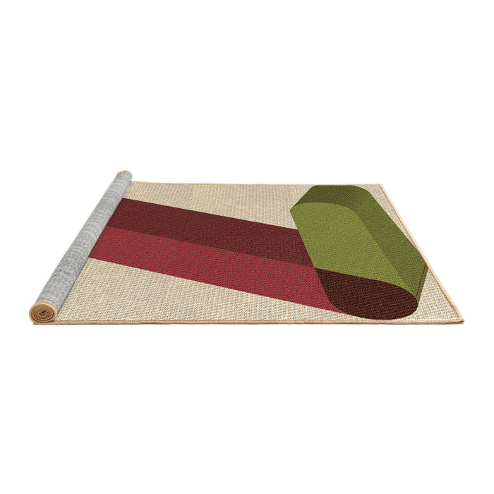 Sideview of Machine Washable Transitional Fire Brick Red Rug, wshpat2118brn