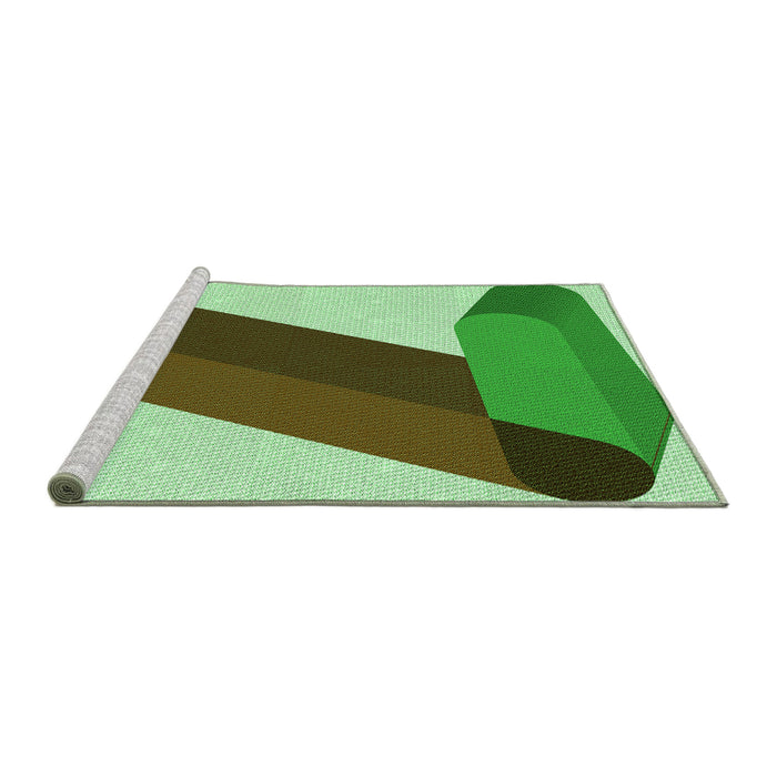 Sideview of Machine Washable Transitional Pastel Green Rug, wshpat2118grn