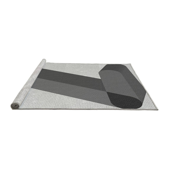 Sideview of Machine Washable Transitional Platinum Silver Gray Rug, wshpat2118gry