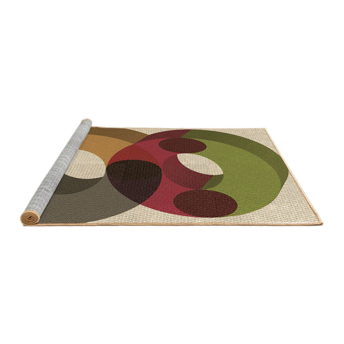 Sideview of Machine Washable Transitional Brown Green Rug, wshpat2119brn