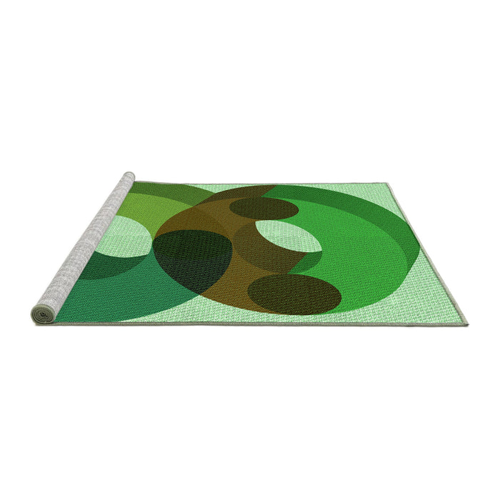 Sideview of Machine Washable Transitional Green Rug, wshpat2119grn