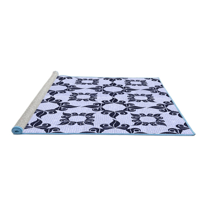 Sideview of Machine Washable Transitional Lavender Blue Rug, wshpat212blu