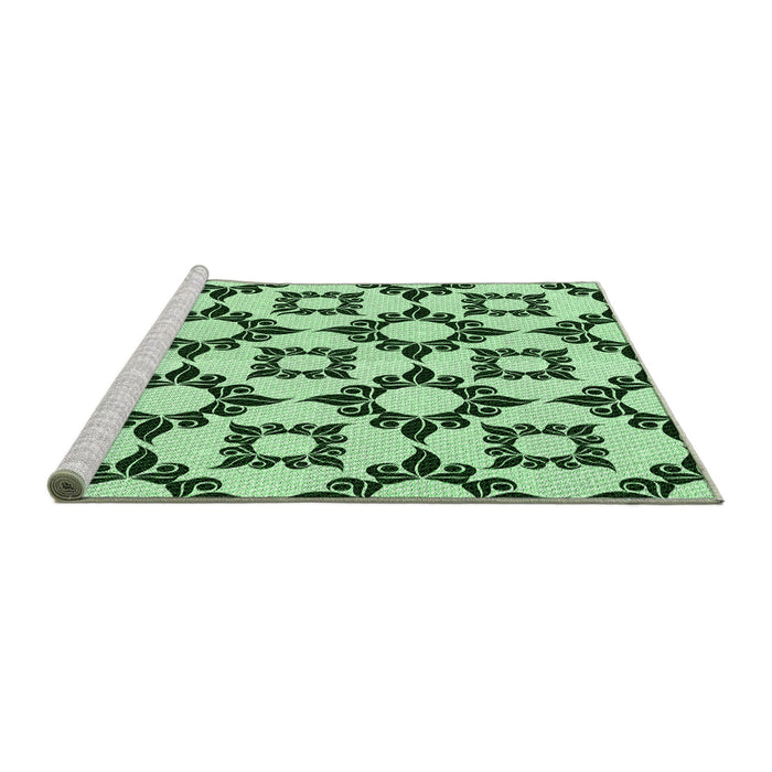 Sideview of Machine Washable Transitional Medium Forest Green Rug, wshpat212grn