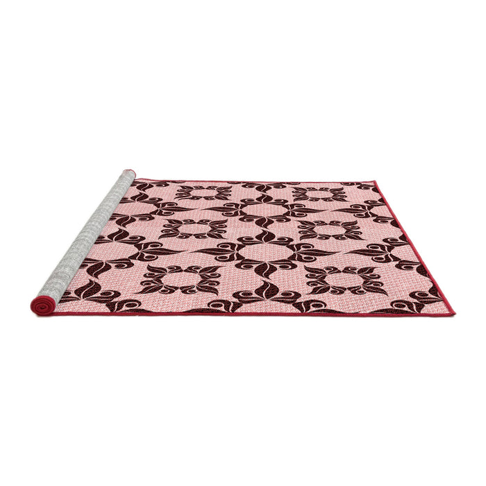 Sideview of Machine Washable Transitional Brown Red Rug, wshpat212rd