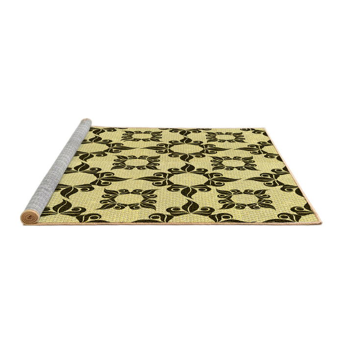 Sideview of Machine Washable Transitional Mustard Yellow Rug, wshpat212yw