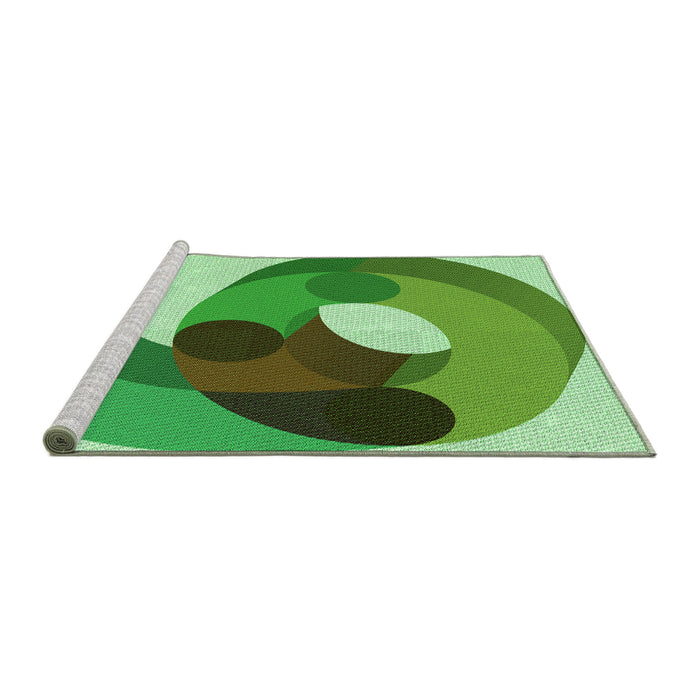 Sideview of Machine Washable Transitional Green Rug, wshpat2120grn