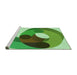 Sideview of Machine Washable Transitional Green Rug, wshpat2120grn