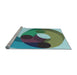 Sideview of Machine Washable Transitional Deep-Sea Green Rug, wshpat2120lblu