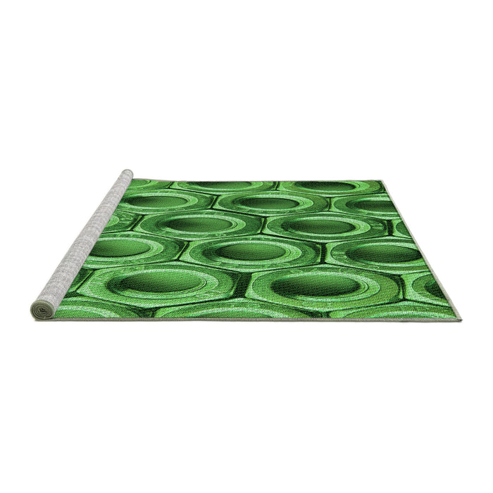 Sideview of Machine Washable Transitional Green Rug, wshpat2121grn