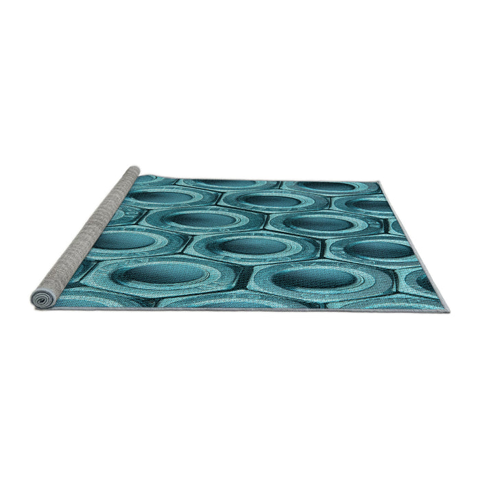 Sideview of Machine Washable Transitional Teal Green Rug, wshpat2121lblu