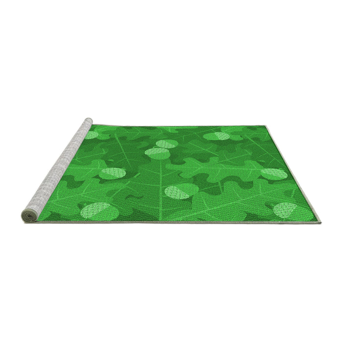 Sideview of Machine Washable Transitional Lime Green Rug, wshpat2122grn