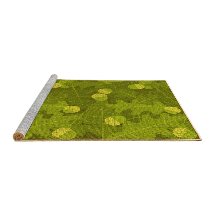 Sideview of Machine Washable Transitional Pistachio Green Rug, wshpat2122yw