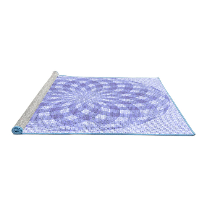 Sideview of Machine Washable Transitional Blue Rug, wshpat2123blu
