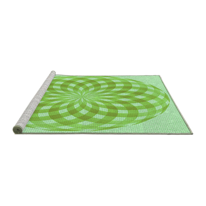 Sideview of Machine Washable Transitional Green Rug, wshpat2123grn