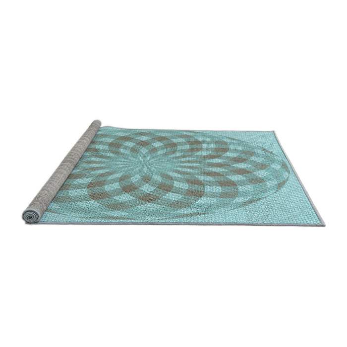 Sideview of Machine Washable Transitional Blue Rug, wshpat2123lblu