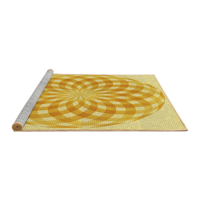 Sideview of Machine Washable Transitional Chrome Gold Yellow Rug, wshpat2123yw