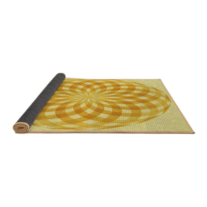 Thickness of Patterned Chrome Gold Yellow Rug, pat2123yw