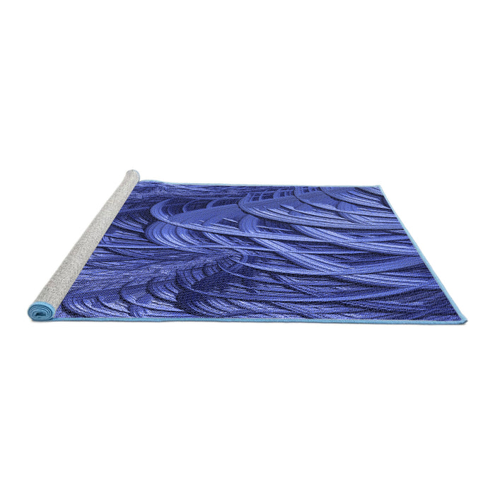 Sideview of Machine Washable Transitional Light Slate Blue Rug, wshpat2124blu