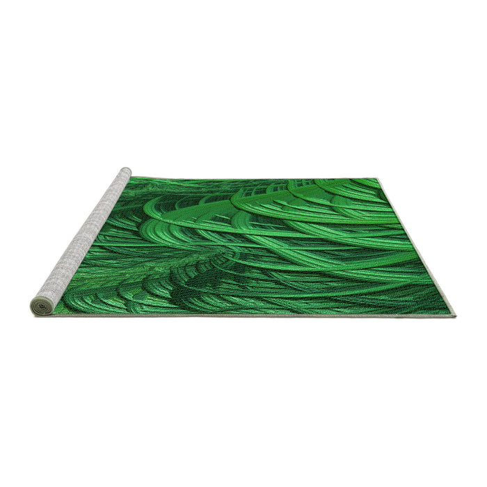 Sideview of Machine Washable Transitional Deep Emerald Green Rug, wshpat2124grn