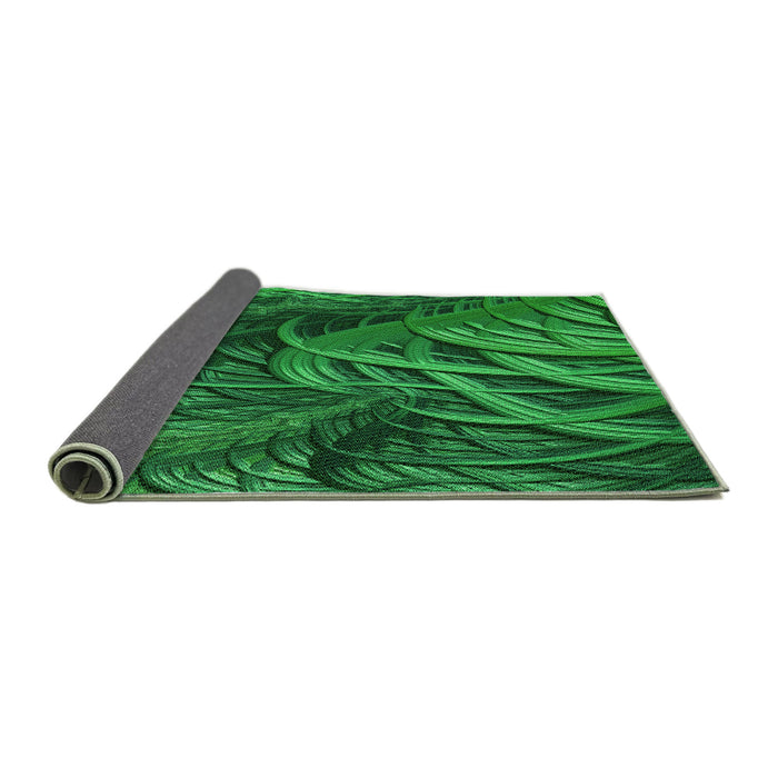 Thickness of Patterned Deep Emerald Green Rug, pat2124grn