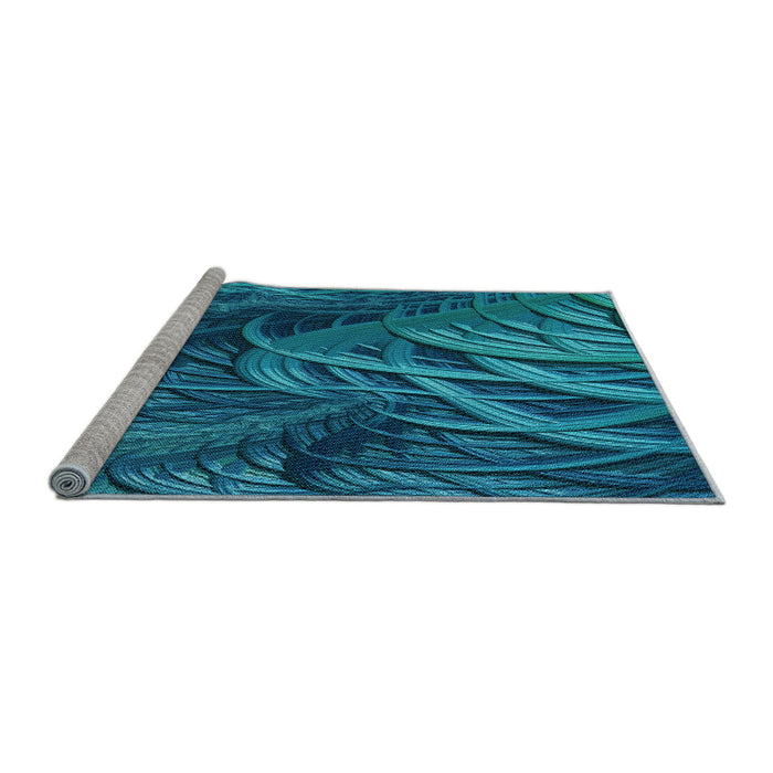 Sideview of Machine Washable Transitional Deep Sky Blue Rug, wshpat2124lblu