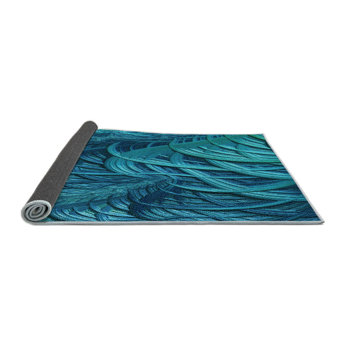 Thickness of Patterned Deep Sky Blue Rug, pat2124lblu