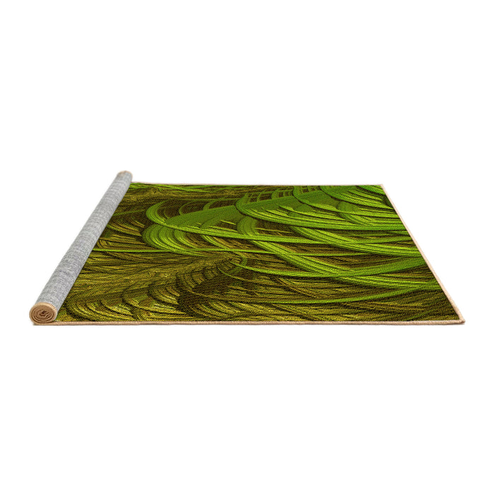 Sideview of Machine Washable Transitional Pistachio Green Rug, wshpat2124yw