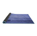 Thickness of Patterned Denim Blue Rug, pat2125blu