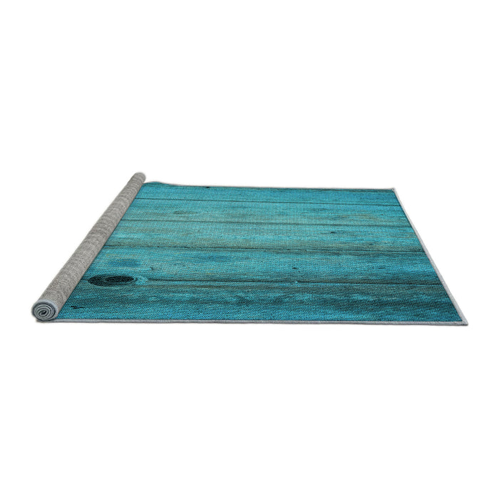 Sideview of Machine Washable Transitional Bright Turquoise Blue Rug, wshpat2125lblu