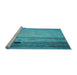 Sideview of Machine Washable Transitional Bright Turquoise Blue Rug, wshpat2125lblu