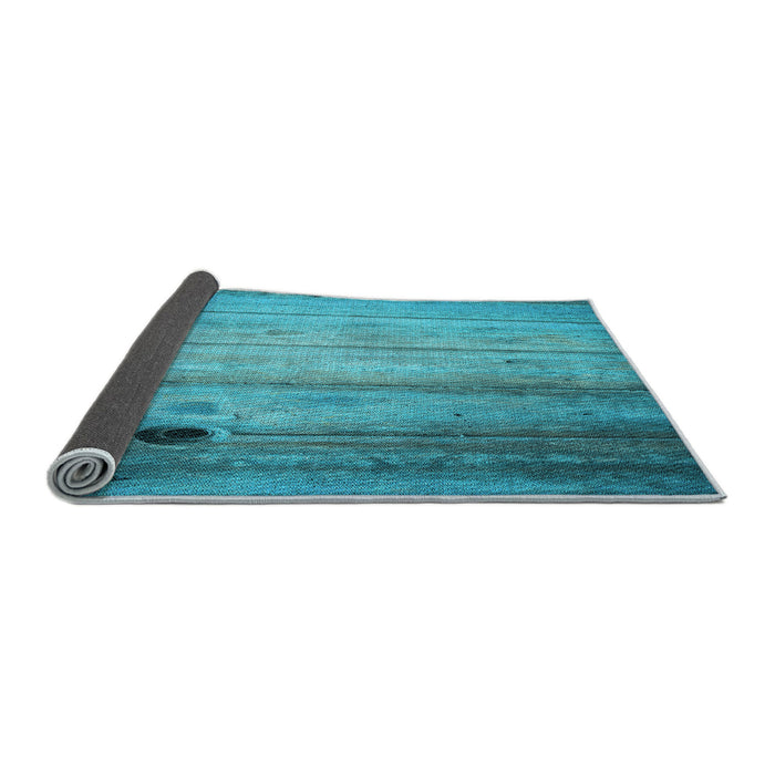 Thickness of Patterned Bright Turquoise Blue Rug, pat2125lblu