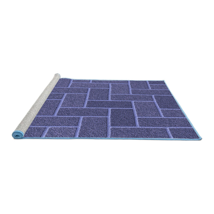 Sideview of Machine Washable Transitional Medium Slate Blue Rug, wshpat2127blu