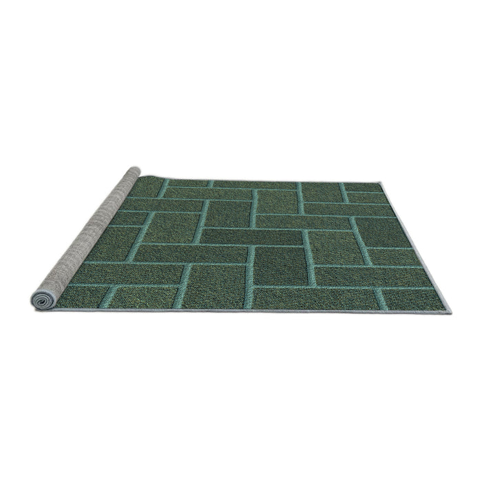 Sideview of Machine Washable Transitional Green Rug, wshpat2127lblu