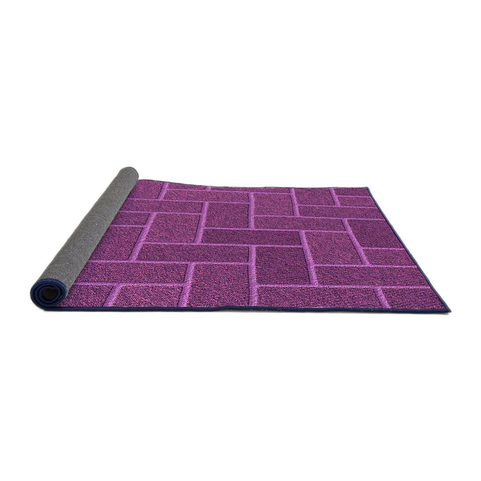 Thickness of Patterned Dark Magenta Purple Rug, pat2127pur